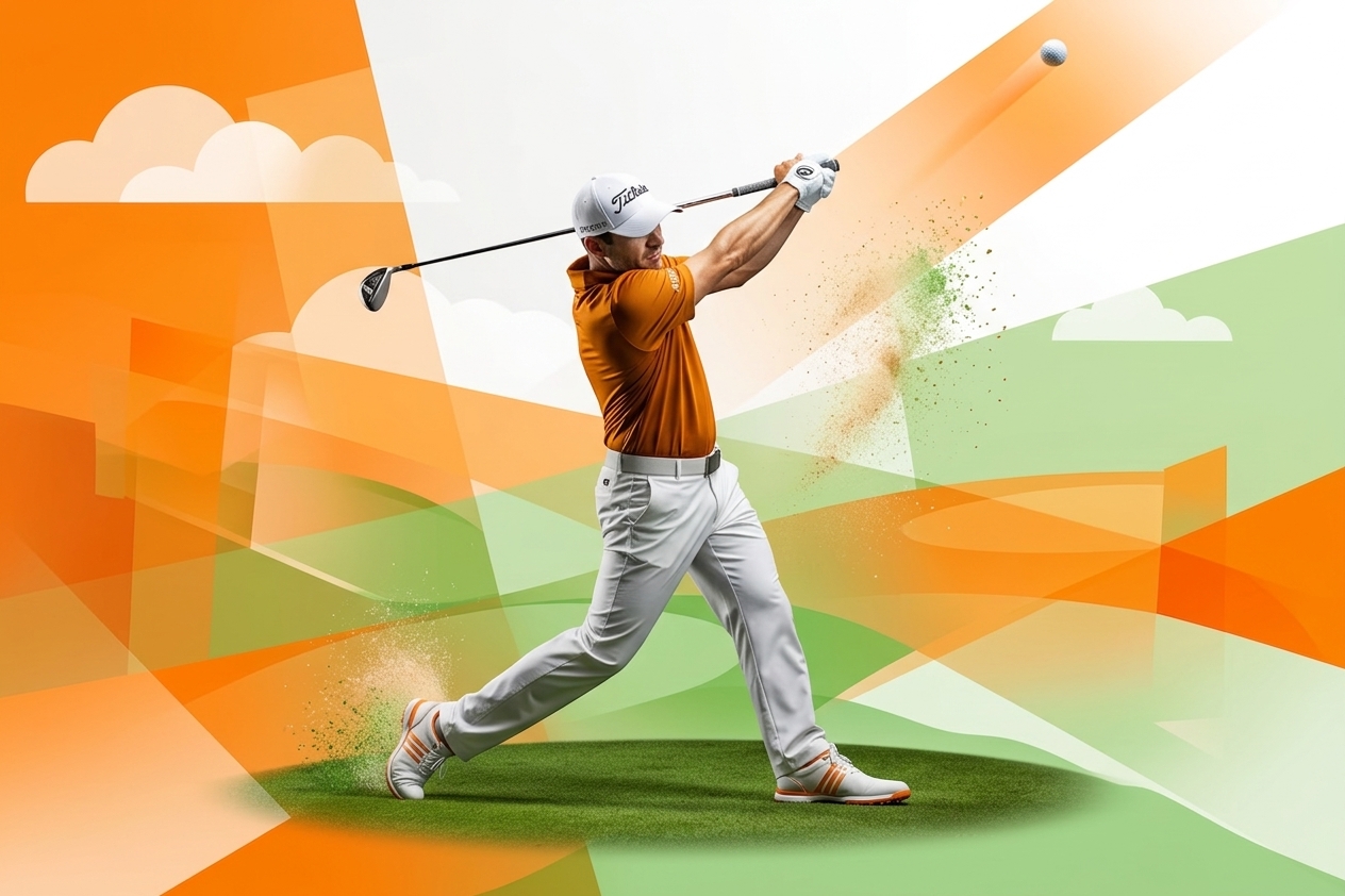Golfer in mid-swing